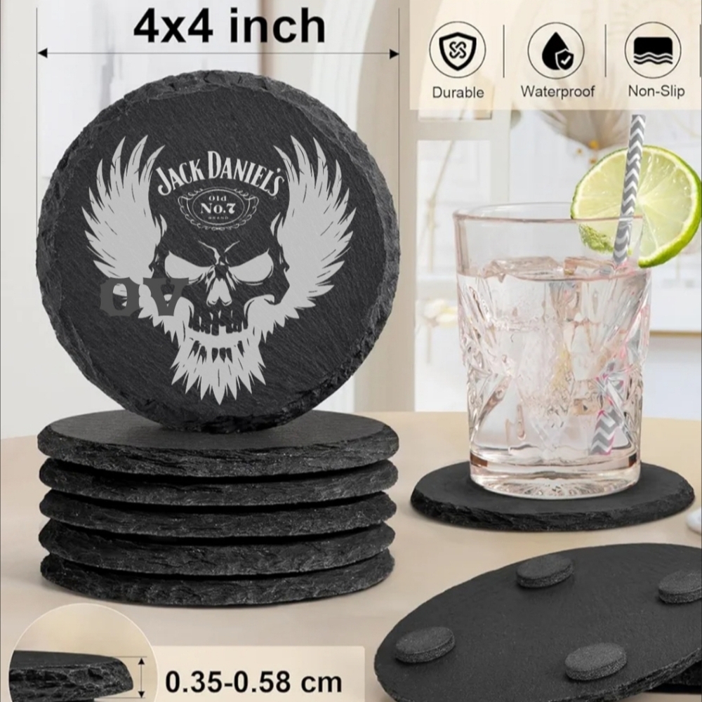 Jack Daniels slate coaster set of 2
